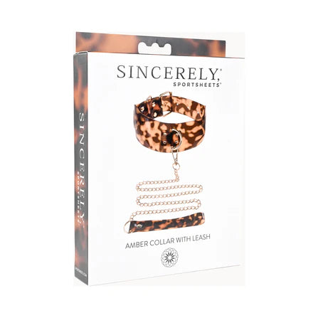 Sincerely, Sportsheets Amber Adjustable Collar with Leash Tortoiseshell