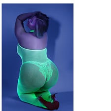 Fantasy Lingerie Glow Moonbeam Crotchless Bodystocking Green Queen Size Valentine’s Day